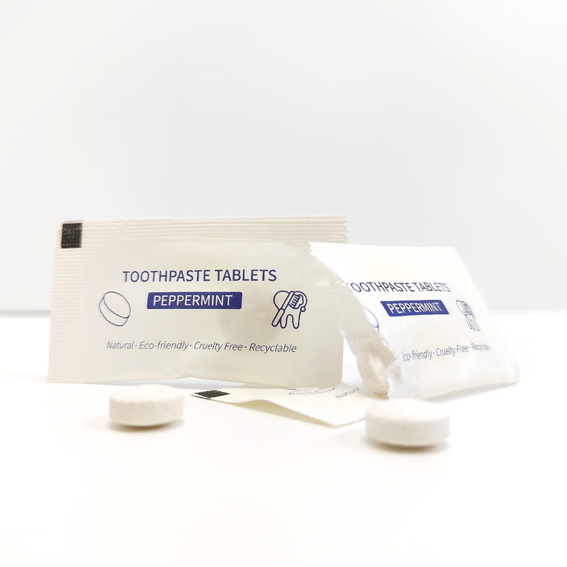 O alvejante dos dentes do tamanho do curso do hotel marca a hortelã orgânica do comprimido do colutório do removedor do mau hálito do dentífrico contínuo