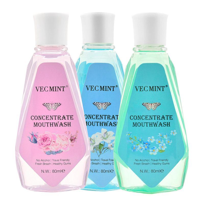 VECMINT sem álcool 80 ml sabores florais antibacteriano concentrado lavagem bucal lavagem oral limpeza de dentes