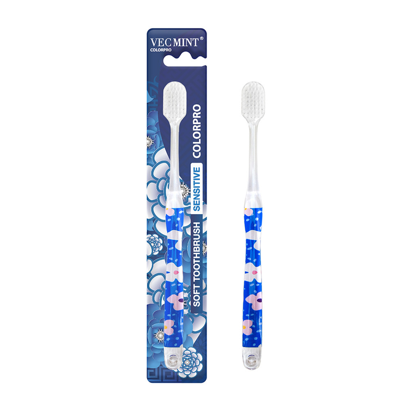 Venda direta de fábrica Preço baixo Alta qualidade Cristal transparente Escovinha colorida de dentes para adultos Escovinha suave personalizada