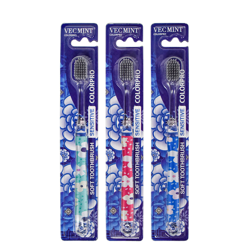 Venda direta de fábrica Preço baixo Alta qualidade Cristal transparente Escovinha colorida de dentes para adultos Escovinha suave personalizada
