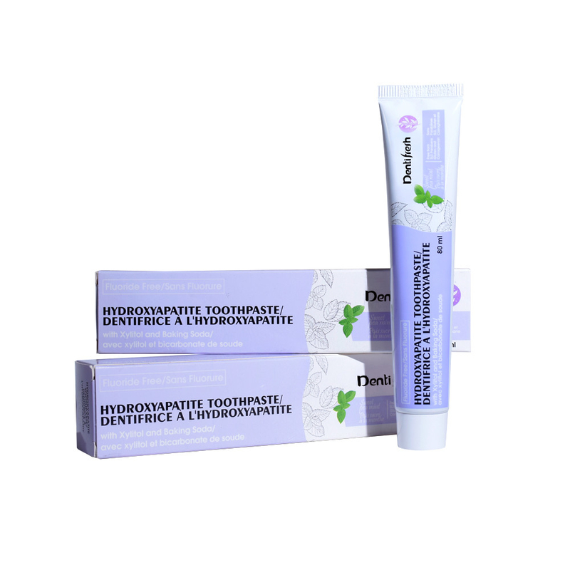 Fluoreto de dente fresco - pasta de dentes gratuita, 80 ml - Fórmula de hidroxiapatita com xilitol e bicarbonato de sódio para saúde bucal