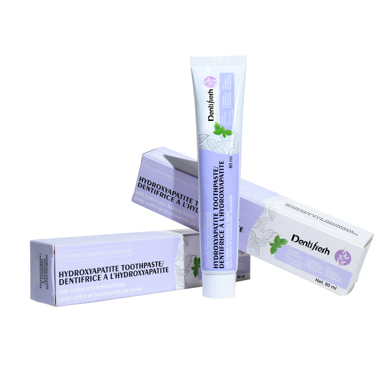 Fluoreto de dente fresco - pasta de dentes gratuita, 80 ml - Fórmula de hidroxiapatita com xilitol e bicarbonato de sódio para saúde bucal