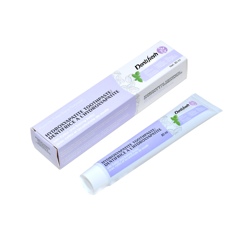 Fluoreto de dente fresco - pasta de dentes gratuita, 80 ml - Fórmula de hidroxiapatita com xilitol e bicarbonato de sódio para saúde bucal