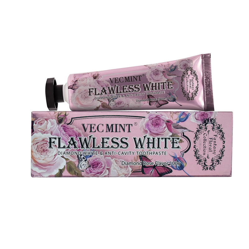 VECMINT rosa pasta de dentes 100g pasta de dentes para dentes saudáveis coleção floral elegante venda quente fábrica entrega direta