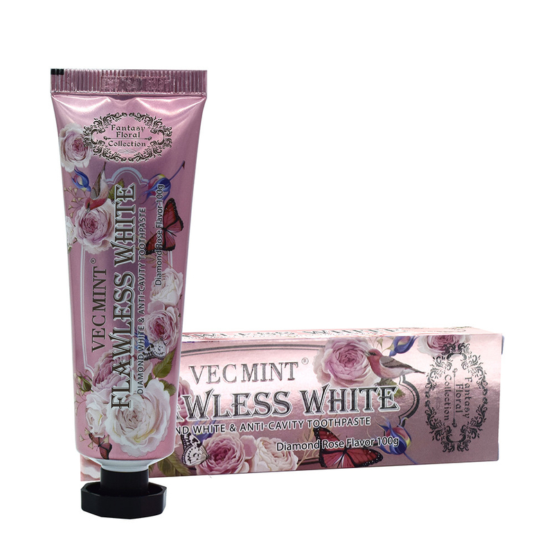 VECMINT rosa pasta de dentes 100g pasta de dentes para dentes saudáveis coleção floral elegante venda quente fábrica entrega direta