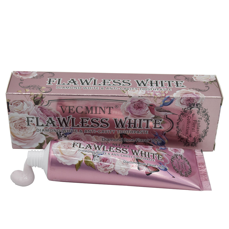 VECMINT rosa pasta de dentes 100g pasta de dentes para dentes saudáveis coleção floral elegante venda quente fábrica entrega direta