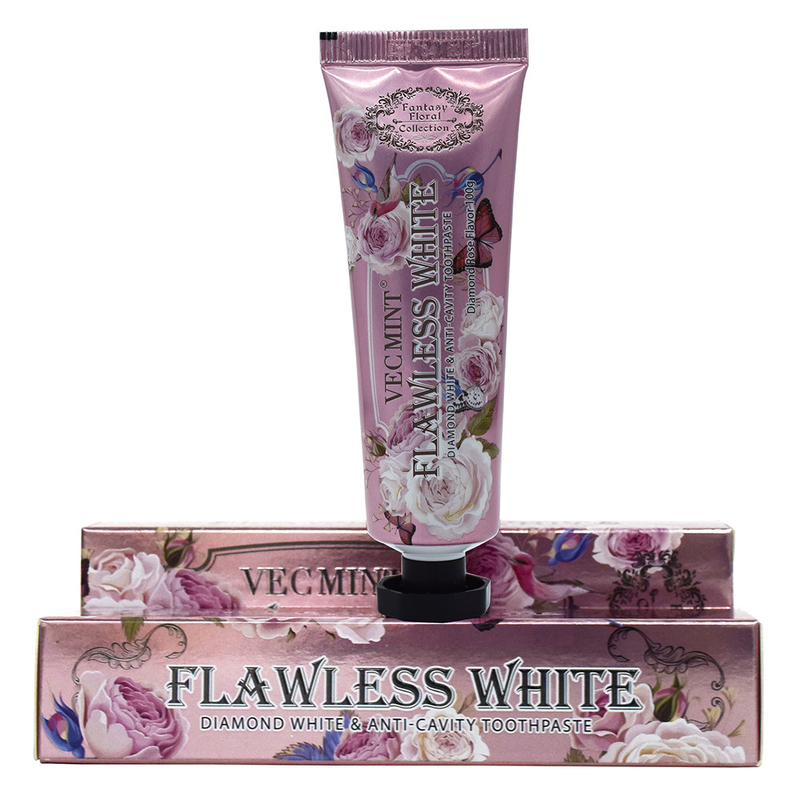 VECMINT rosa pasta de dentes 100g pasta de dentes para dentes saudáveis coleção floral elegante venda quente fábrica entrega direta
