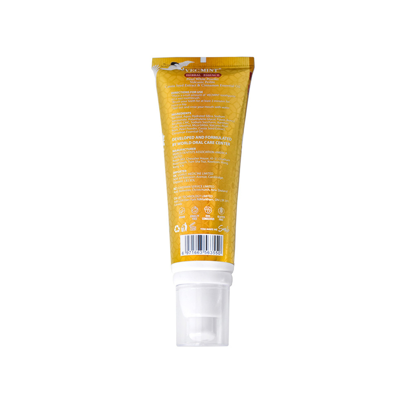 VECMINT Esença de Ervas de pasta de dentes - Perla em pó branco, extrato de raiz de copta e Camellia Sinensis Leaf 100 ml