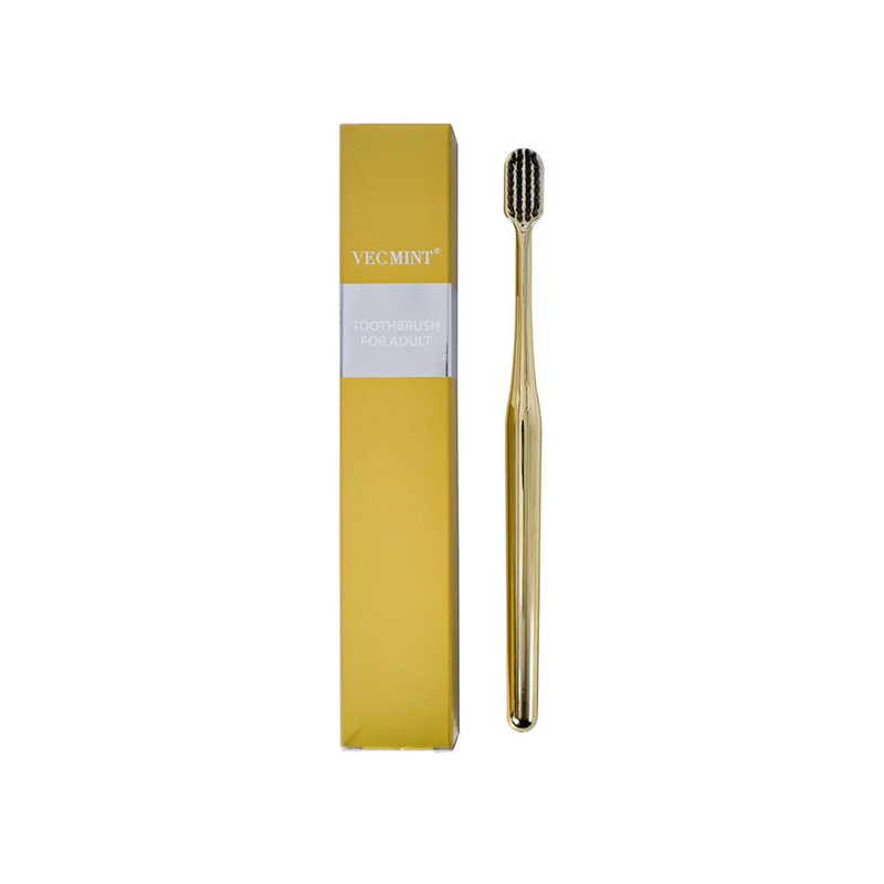 VECMINT Escova de dentes de alta qualidade para adultos de ouro de champanhe: Design requintado para uma higiene oral superior, perfeita para uso diário