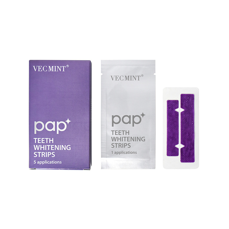 VECMINT pap* Listas de clareamento de dentes avançadas - Um pacote de 5 aplicações Sorriso branco duradouro.