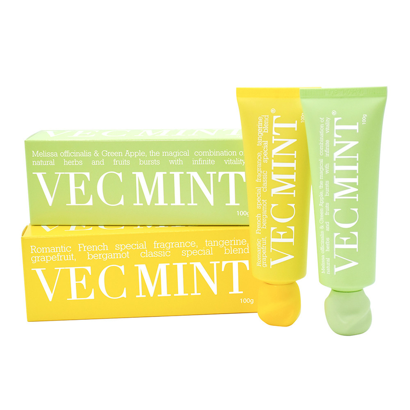 100 g de pasta de dentes VECMINT de venda rápida: aroma de toranja, bergamota e tangerina, de inspiração francesa.
