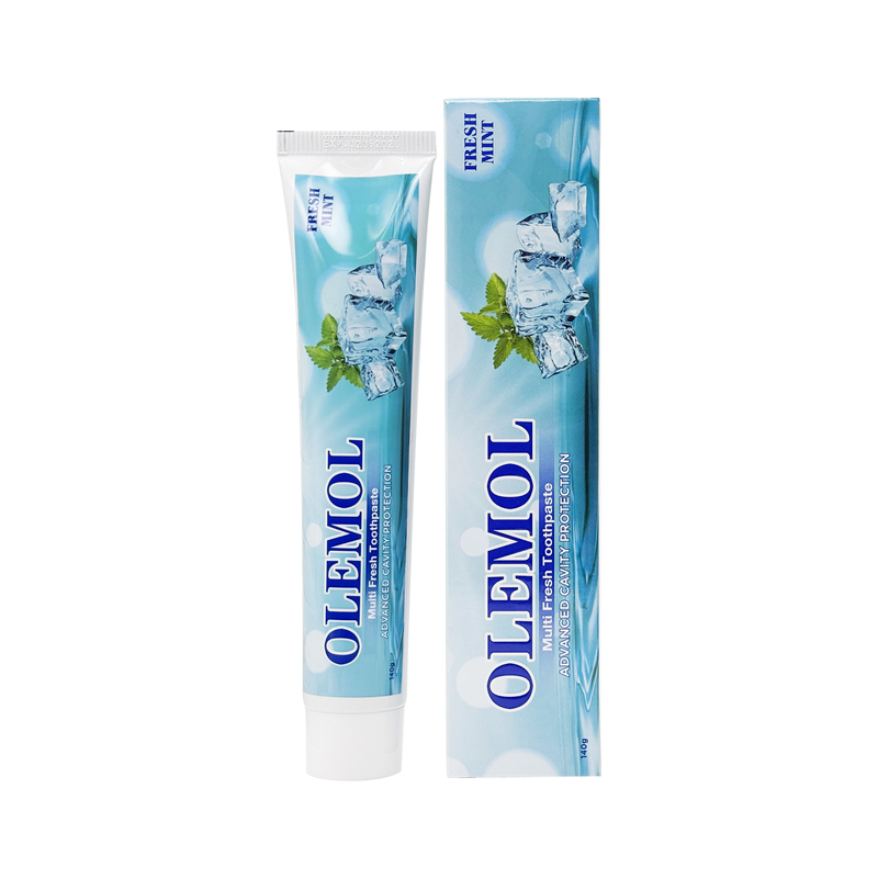 Creme Dental OLEMOL Multi Fresh 100g - Sabor Menta Fresca com Proteção Avançada contra Cáries para Higiene Oral Diária e Cuidados Dentários