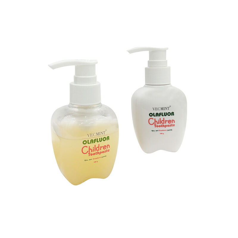 Creme Dental Infantil OLAFluor da VECMINT - Frasco com Bomba de 100g Sabor Morango Creme Dental para Crianças para Higiene Bucal Diária Segura