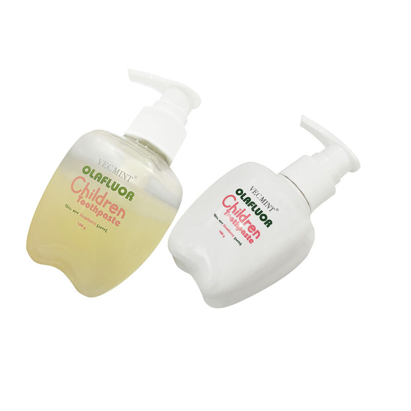 Creme Dental Infantil OLAFluor da VECMINT - Frasco com Bomba de 100g Sabor Morango Creme Dental para Crianças para Higiene Bucal Diária Segura