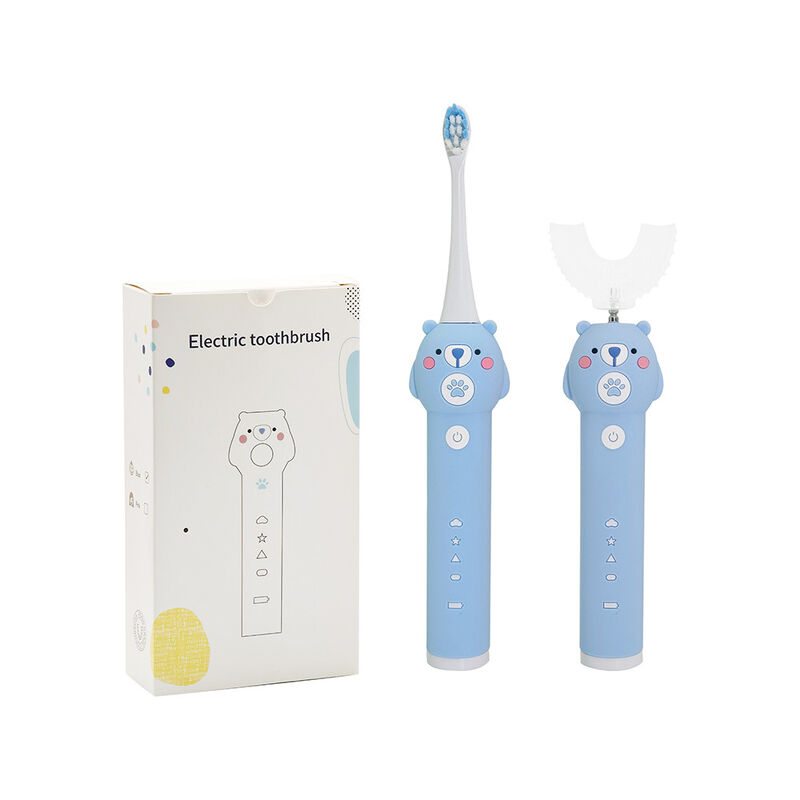Baby Urso Azul Crianças Escova de Dentes Elétrica - 2 Cabeças de Escova (Brasil Suave) Escova de Dentes Sônica Impermeável com 3 modos para Crianças 3-15 anos Kit de Cuidados Orais