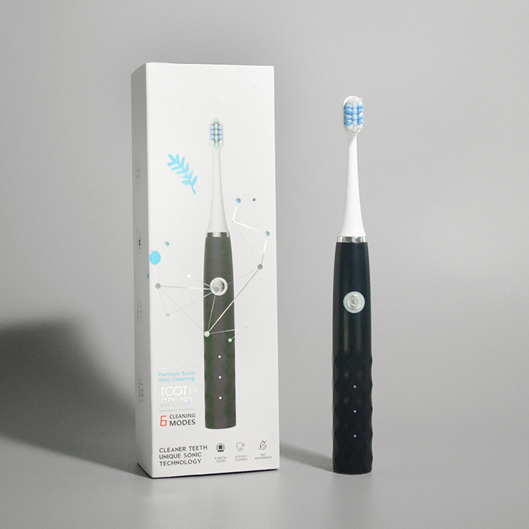 Wholease dura por muito tempo a escova de dentes elétrica do lembrete IPX7 esperto impermeável recarregável com cabeça de 4 escovas